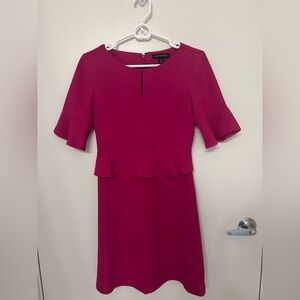 Banana Republic Fuchsia Midi Dress with Ruffle Sleeves